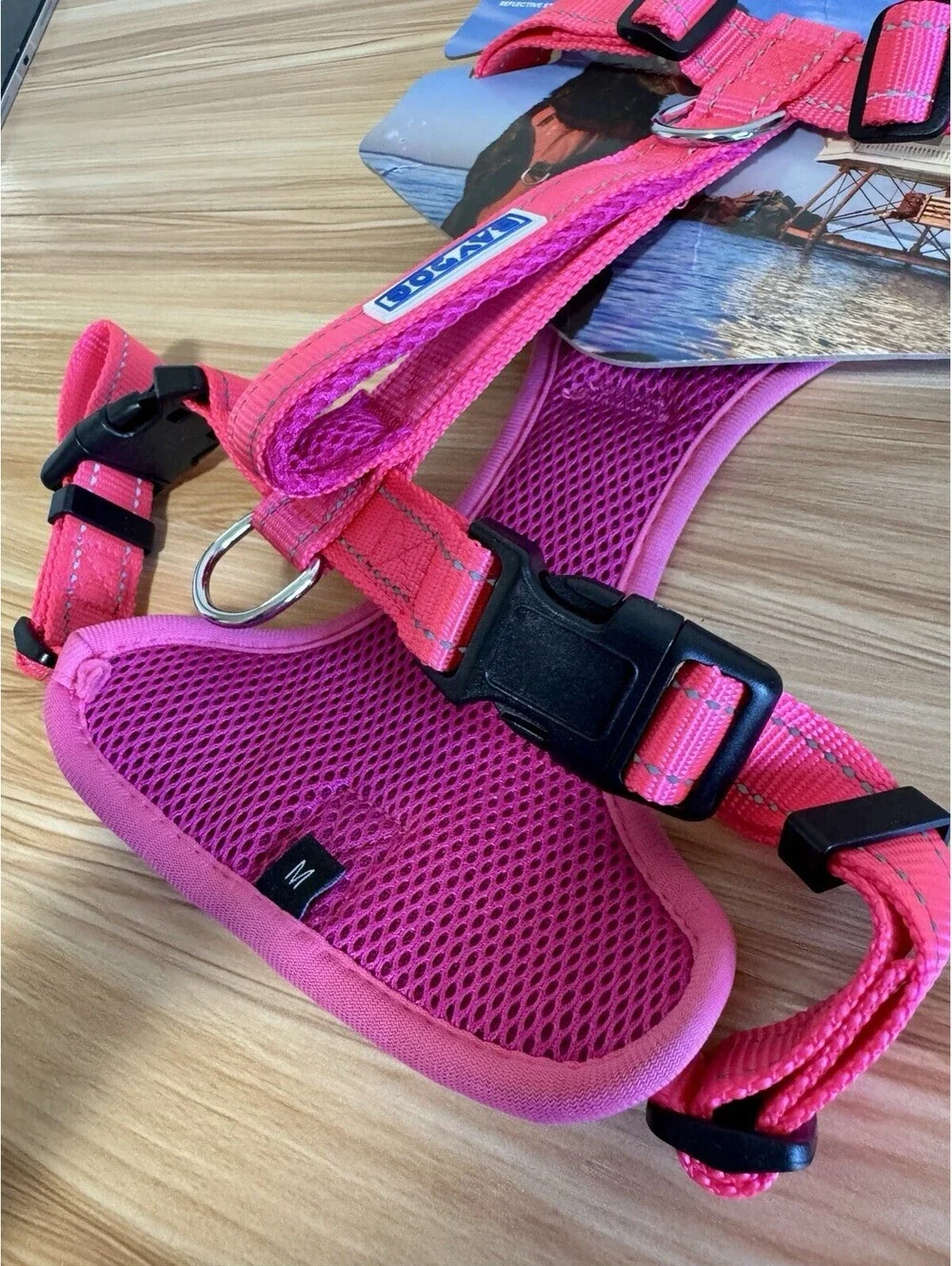 BAYDOG Chesapeake Dog Harness Medium Pink Reflective Padded 3 Leash Points